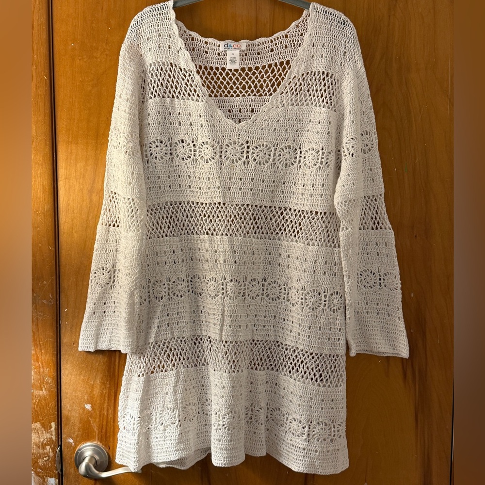 Cute White Crochet dress beach coverup